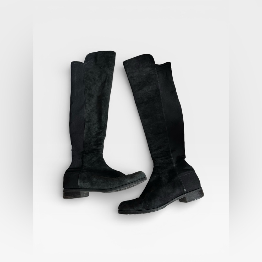 Stuart Weitzman 5050 over-the-knee boots in black suede with a stretch back - Picture 7 of 10